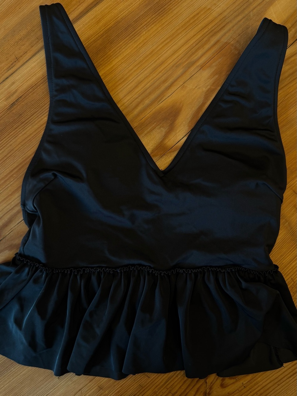 Kortni Jeane Black Ruffle Hem Bikini Top